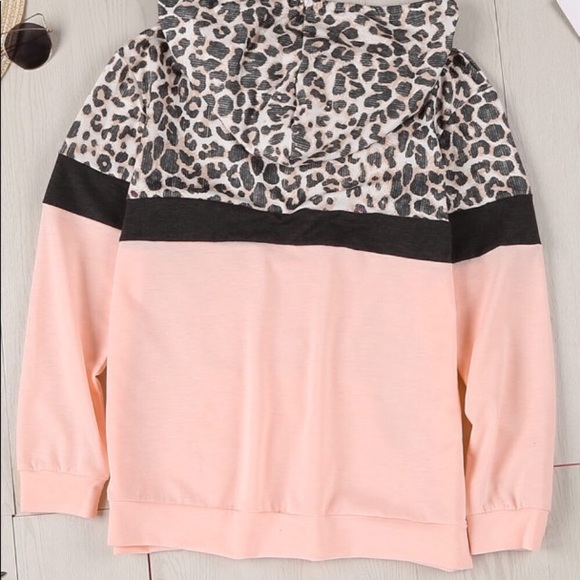 HOST PICK!! NEW Pink & Leopard Color Block Hoodie - Picture 5 of 8